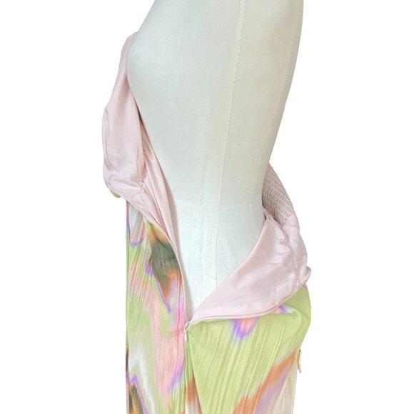 Steve Madden Nolita Halter Maxi Dress Sz L Tie Dye Watercolor Sheer Resortwear - Picture 6 of 16